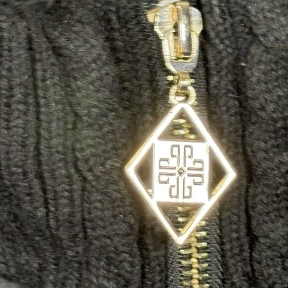 Quilted Puffer Coat Women's Size Medium Black Long Knit Collar Dennis Basso - Picture 3 of 12